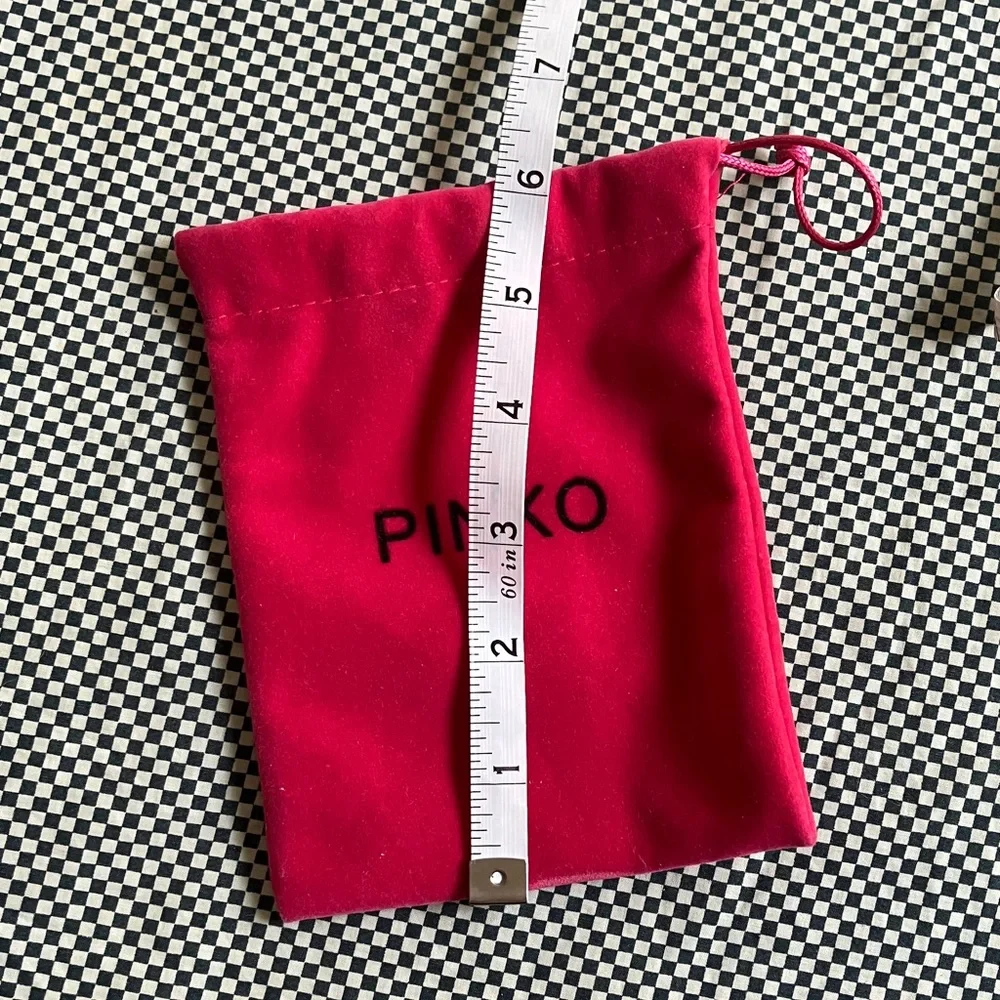 Pinko Small Velvet Drawstring Pouch in Deep Pink